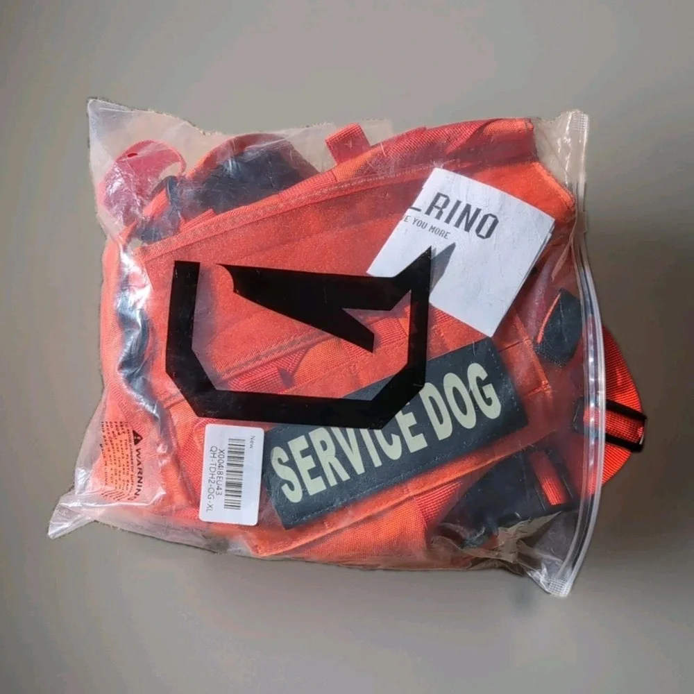 DNALLRINO Tactical Dog Harness Vest Dogs, Adjustable Military Pet Orange XL NEW